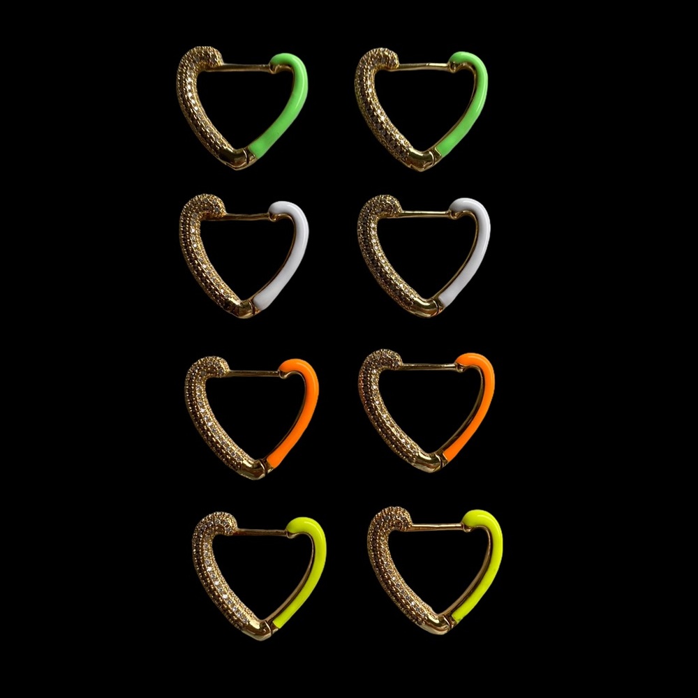 Heart Shaped Pave Colorful Earrings